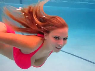 trina red bikini underwater swim